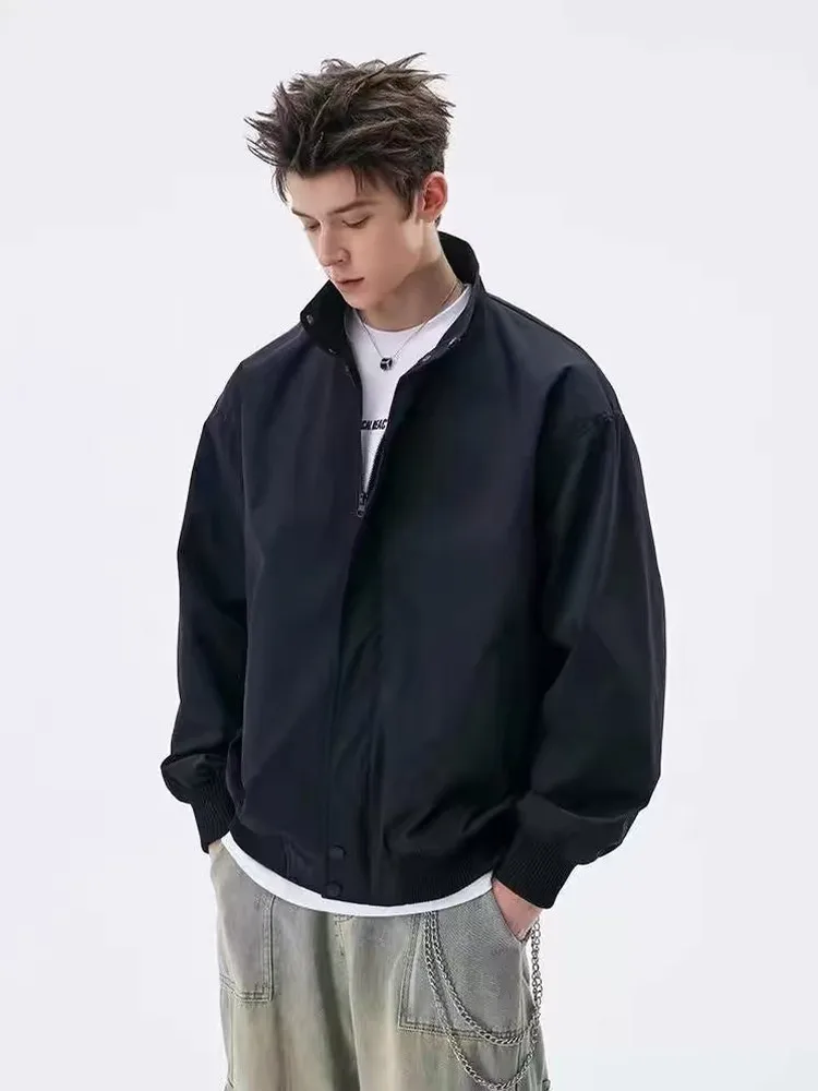 

2025 New American Sle Stand Collar Workwear Flight Jaet Outerwear Men's Loose Top Youth Faion Polyester Fiber