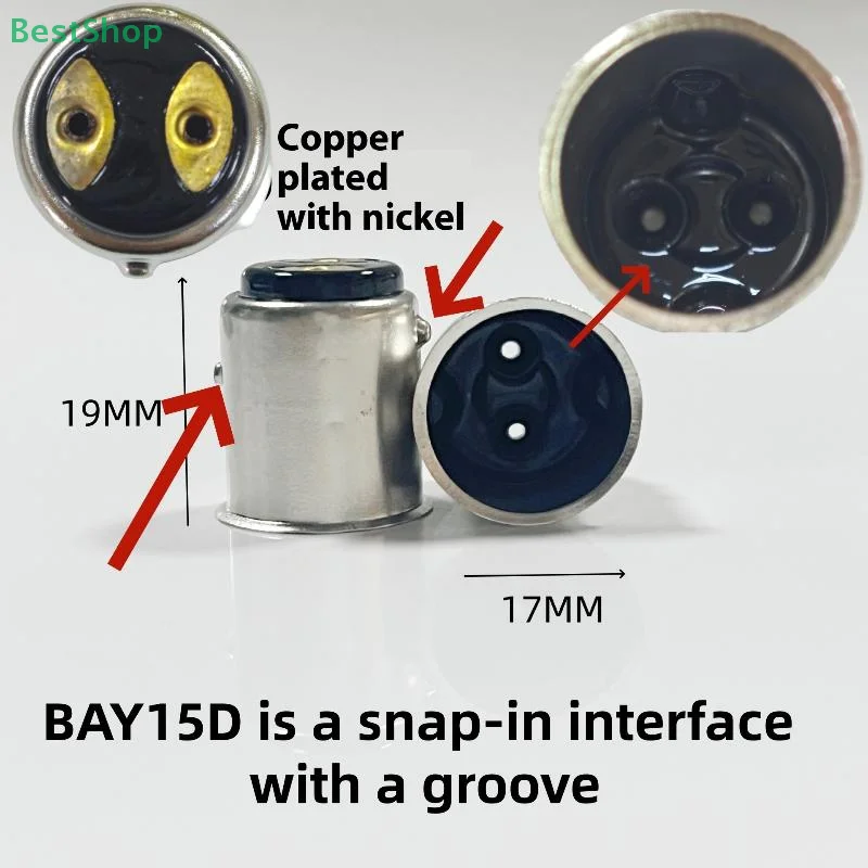 10Pcs B15 Brass-nickel Plated Lamp Cap 1156 Single Contact Bayonet Auto Lamp Holder BA15S BAY15D Auto Bulb Holder Cap