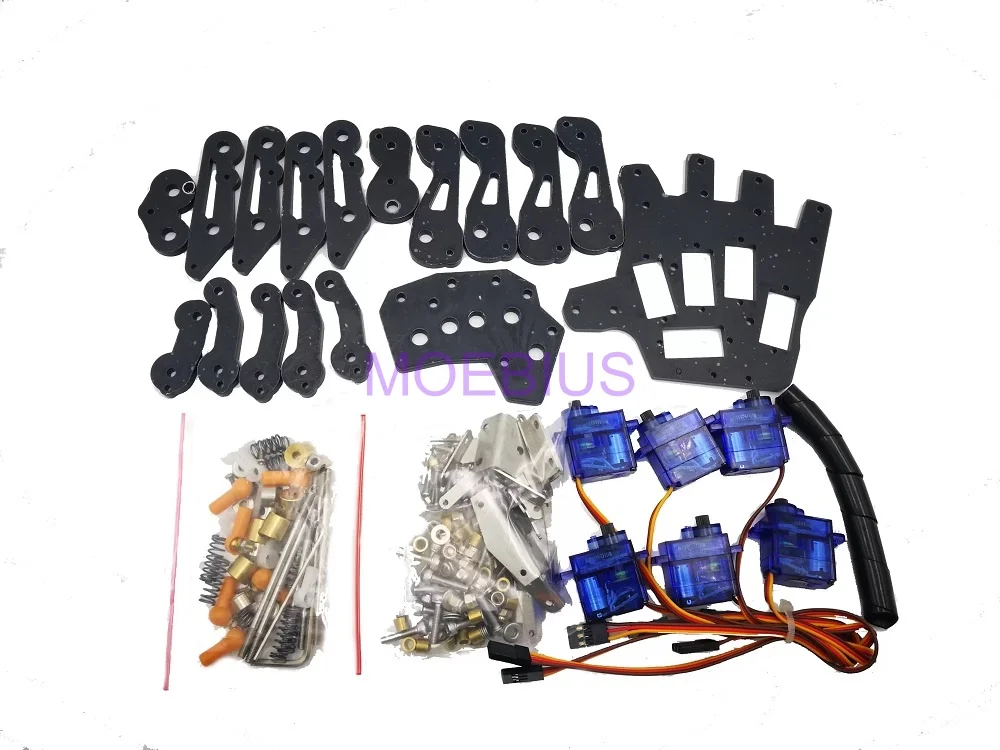 300G Load Bionic Mechanical Claw 5 Finger Robot Claw 5 DOF Palm Gripper Finger Diy Educational Training Kit