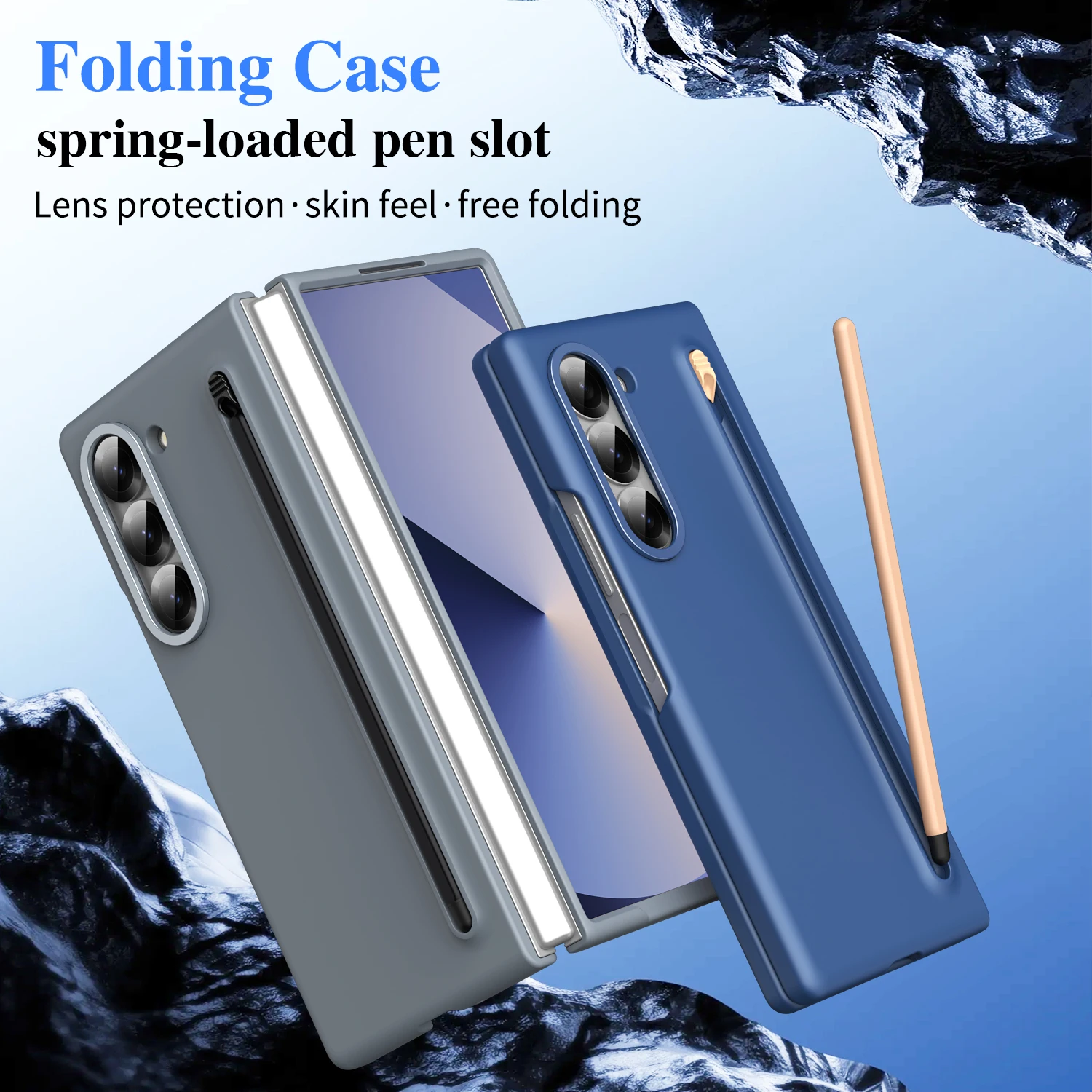 For Samsung Galaxy Z Fold 6 5 4 3 5G Case Skin Friendly Matte Folding Screen Protector Tempered Film Touch Pen Shockproof Cover