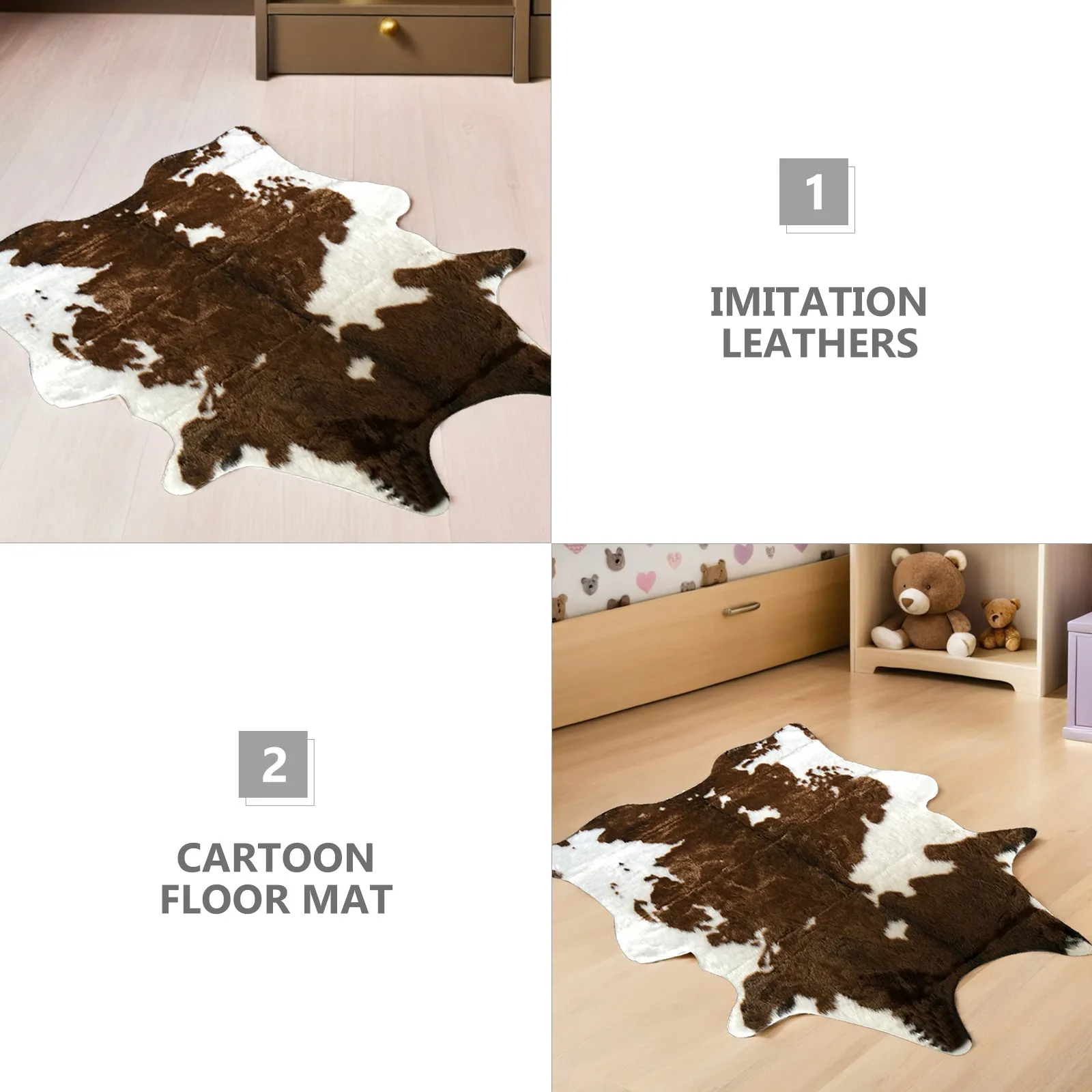 Cow Print Living Room Fluff Rug Floor Mat Rug Fluff Floor Bedside Area Decorative Household Soft Cozy Reusable