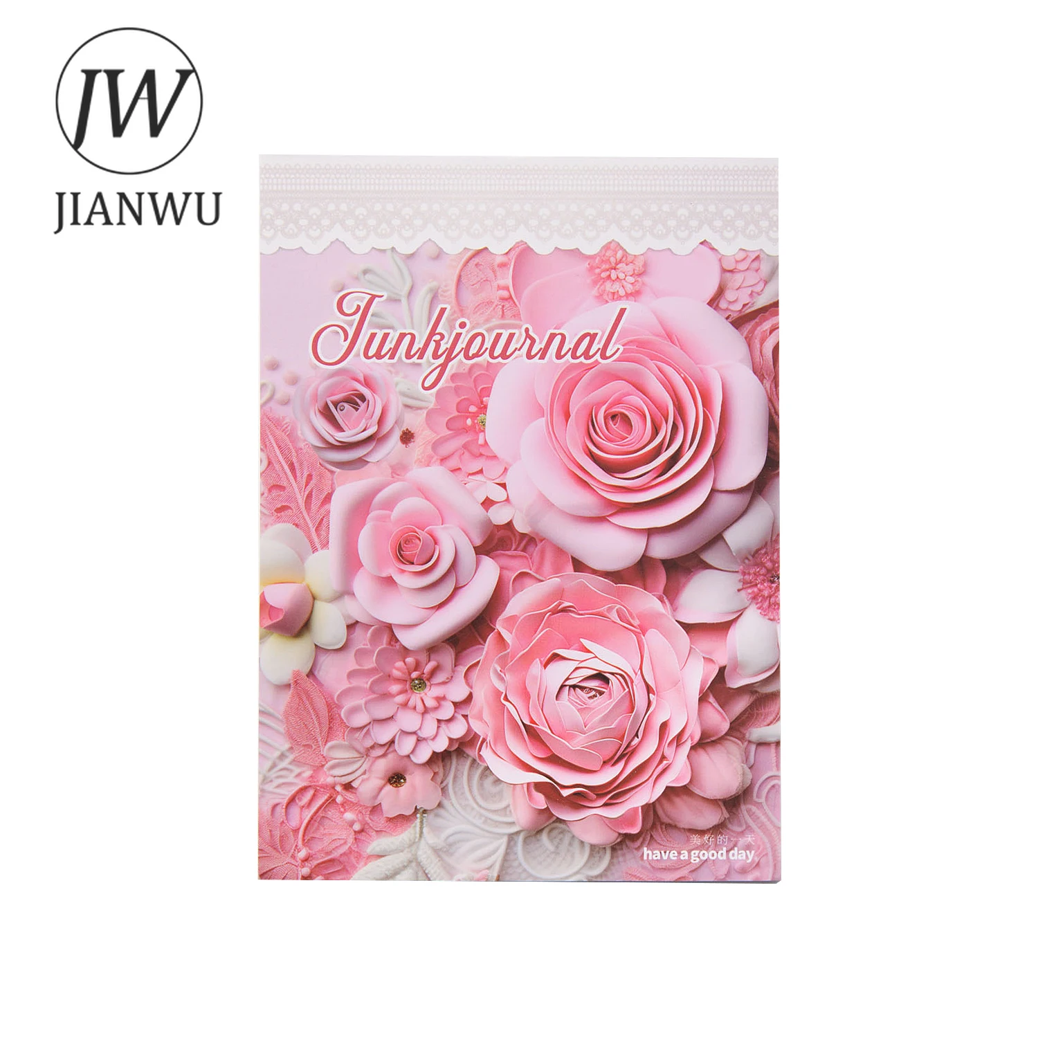 JIANWU 30 Sheets Dream Building Flower Series Vintage Lace Decor Material Paper Creative DIY Junk Journal Collage Stationery