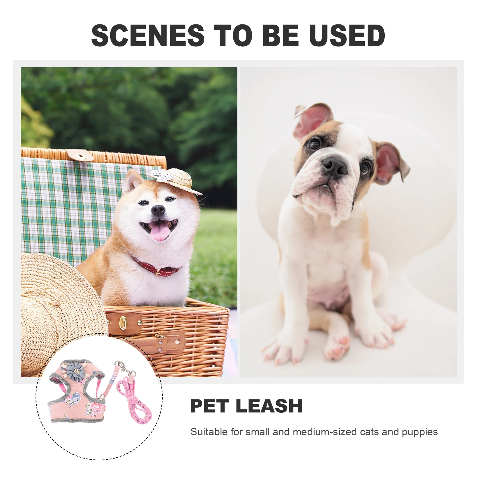 

Pet Harness Vest Adjustable Floral Cotton Dog Harnesses for Puppies Small Medium Cats Lightweight Durable Dog Chest Straps