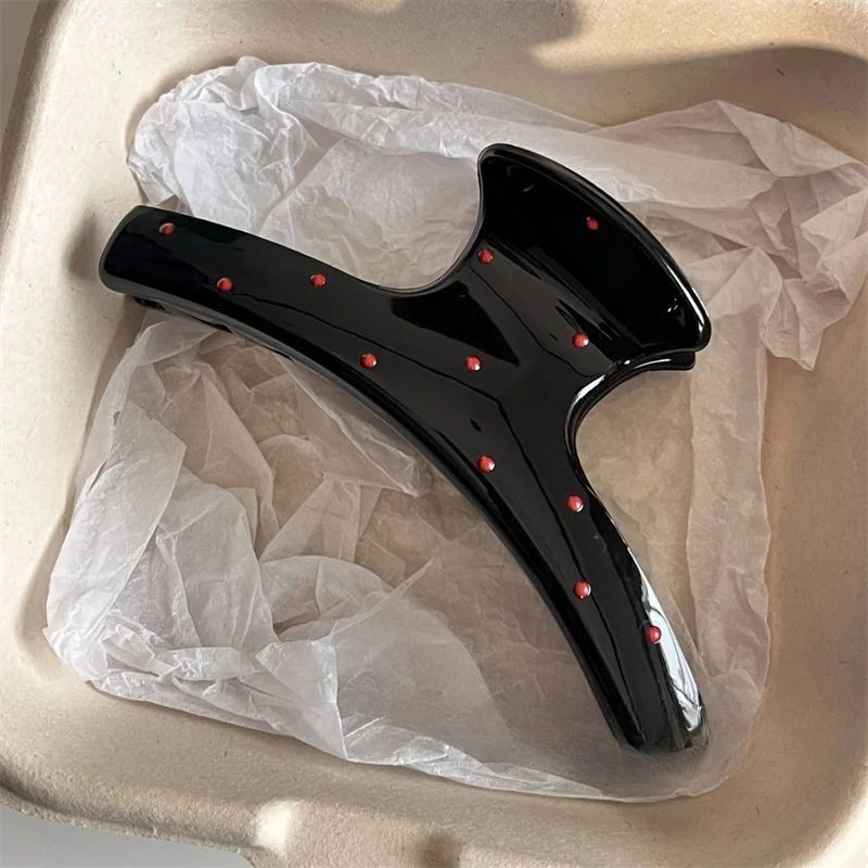 1/2pcs Vintage Elegant Polka Dot Red Bow Hair Clip Shark Claw Clamp Hairpin Barrette Korean Hair Headwear Accessories For Women_voghion.com