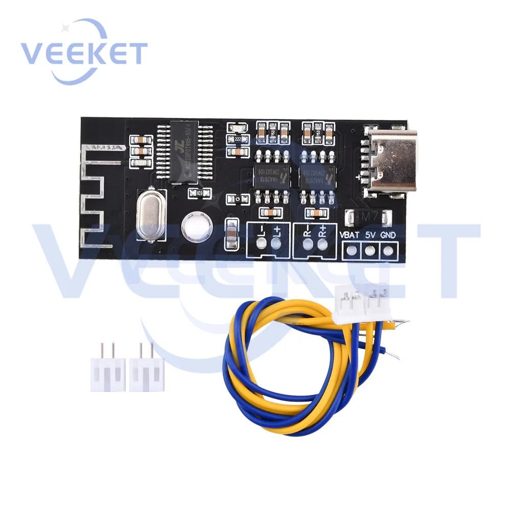 Módulo Receptor de Áudio Sem Fio, Porta Tipo C, Placa Amplificadora de Som Estéreo, Modificação DIY, MH-MX38, 5V, 5W, BT5.1