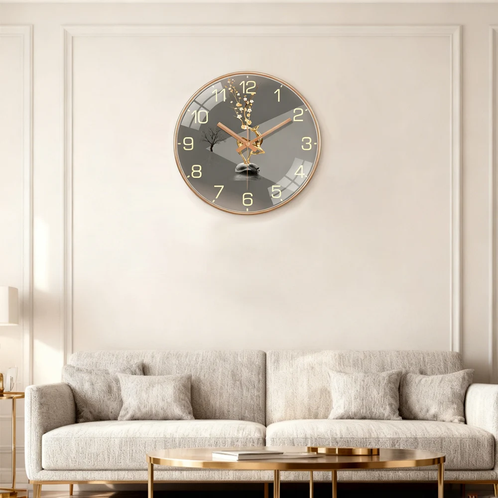 ساعة حائط أنيقة لتزيين الغزلان بإطار ذهبي ديكور فني حديث لغرفة المعيشة وغرفة النوم والمكتب ساعة تناظرية شمالية عتيقة #1