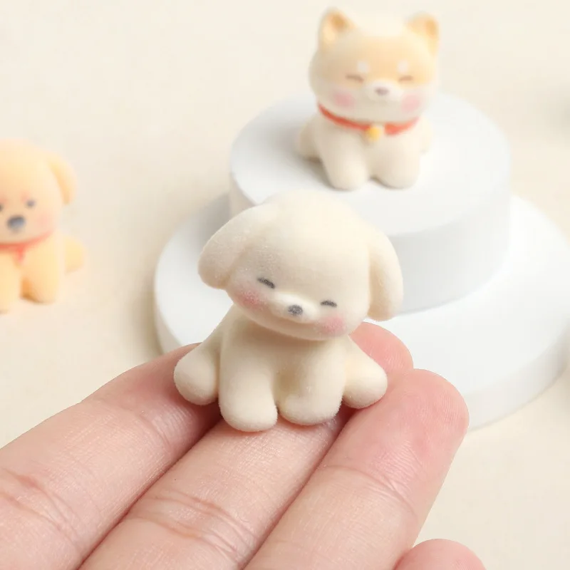 

10pcs Creative Dog Charms Resin Flocking Puppy Ornaments Pendant Jewelry Making for DIY Car Desktop Small Ornaments Accessories