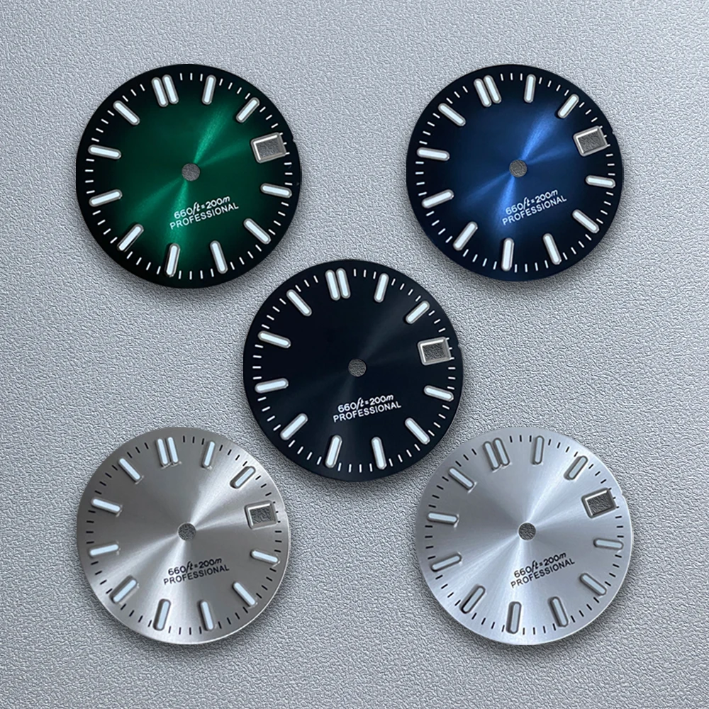 

28.5mm S Logo Sunray Dial Suitable For NH35/NH36 Japanese Movement Green Luminous High Quality Dive Watches Modified Accessories