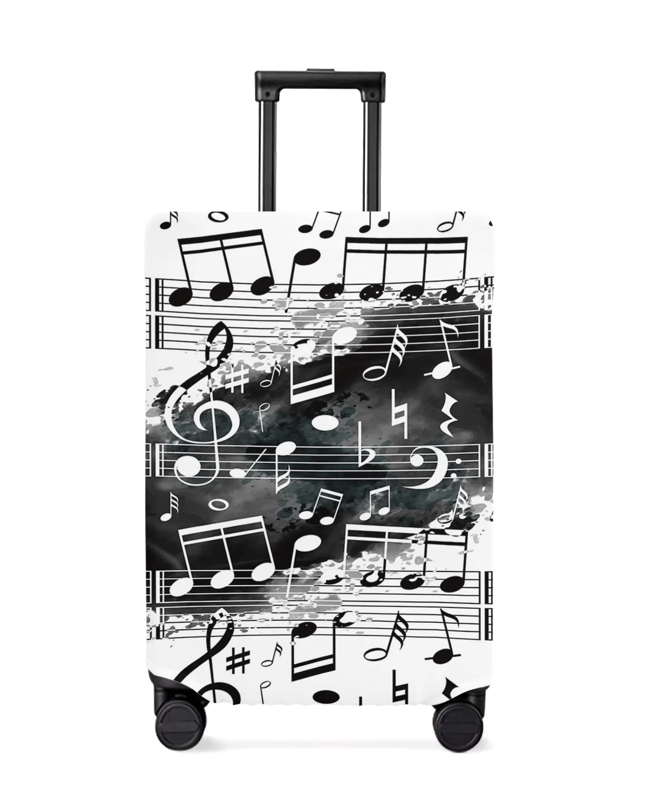 

Note Music Black White Watercolor Splash Luggage Protective Cover Travel Accessories Suitcase Elastic Dust Case Protect Sleeve