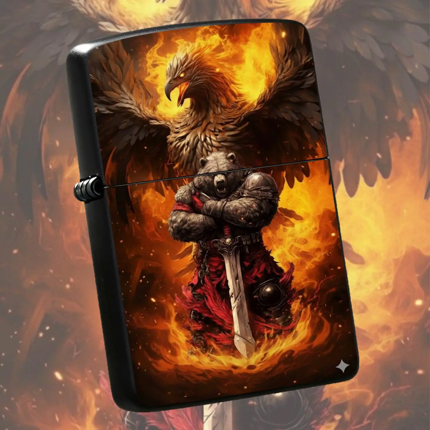 Creative BearPhoenix Themed Lighter, Cool Stylish Portable Accessory, Multi-scenario Usable for Outdoor Daily Use, Ideal Gift for Friends, Unique Collectible Decor with Fiery Aesthetic A Humorous And  A Humorous And Interesting Lighter