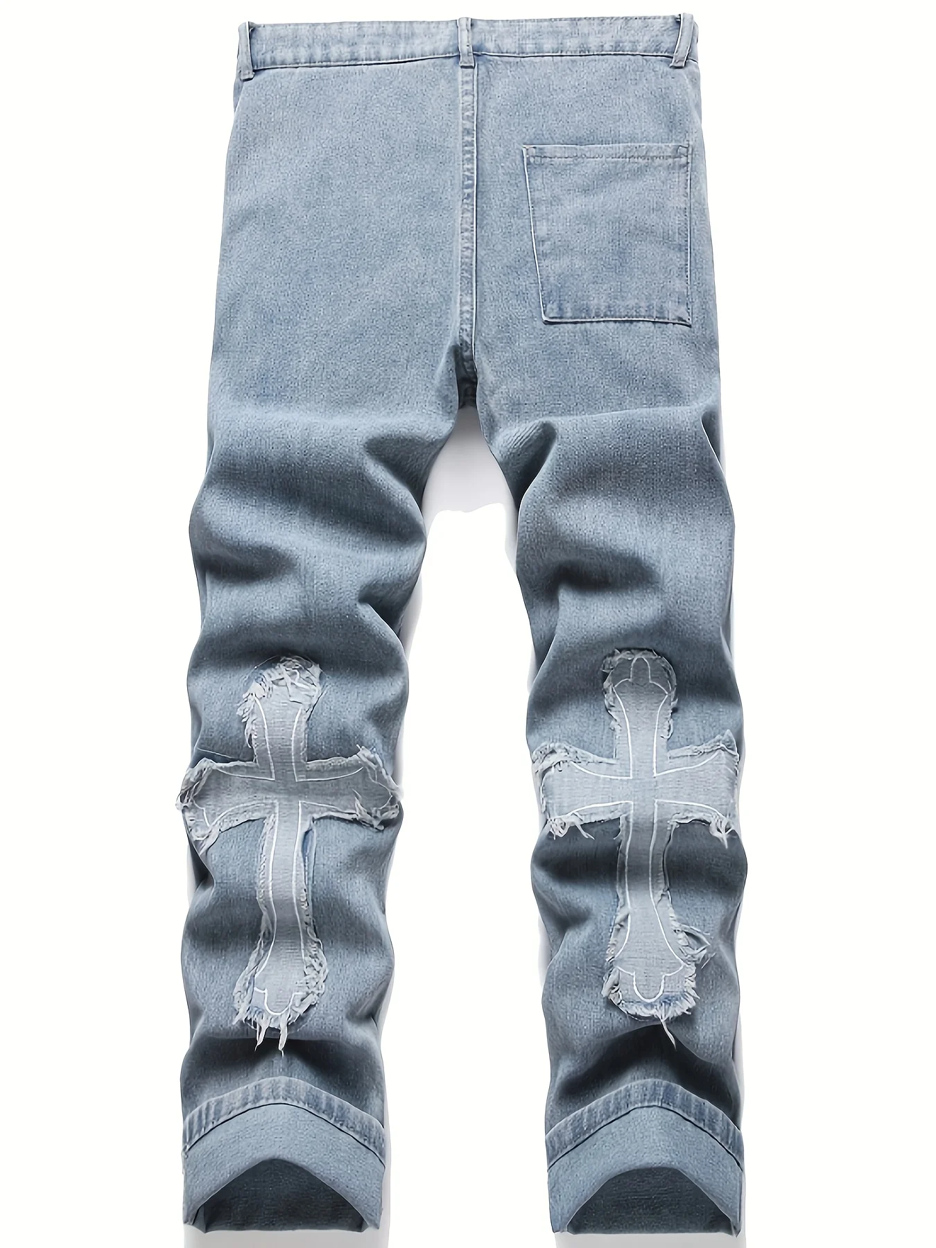 

High street cross patch jeans for men, hip-hop and cool, explosive street straight leg loose wide leg pants