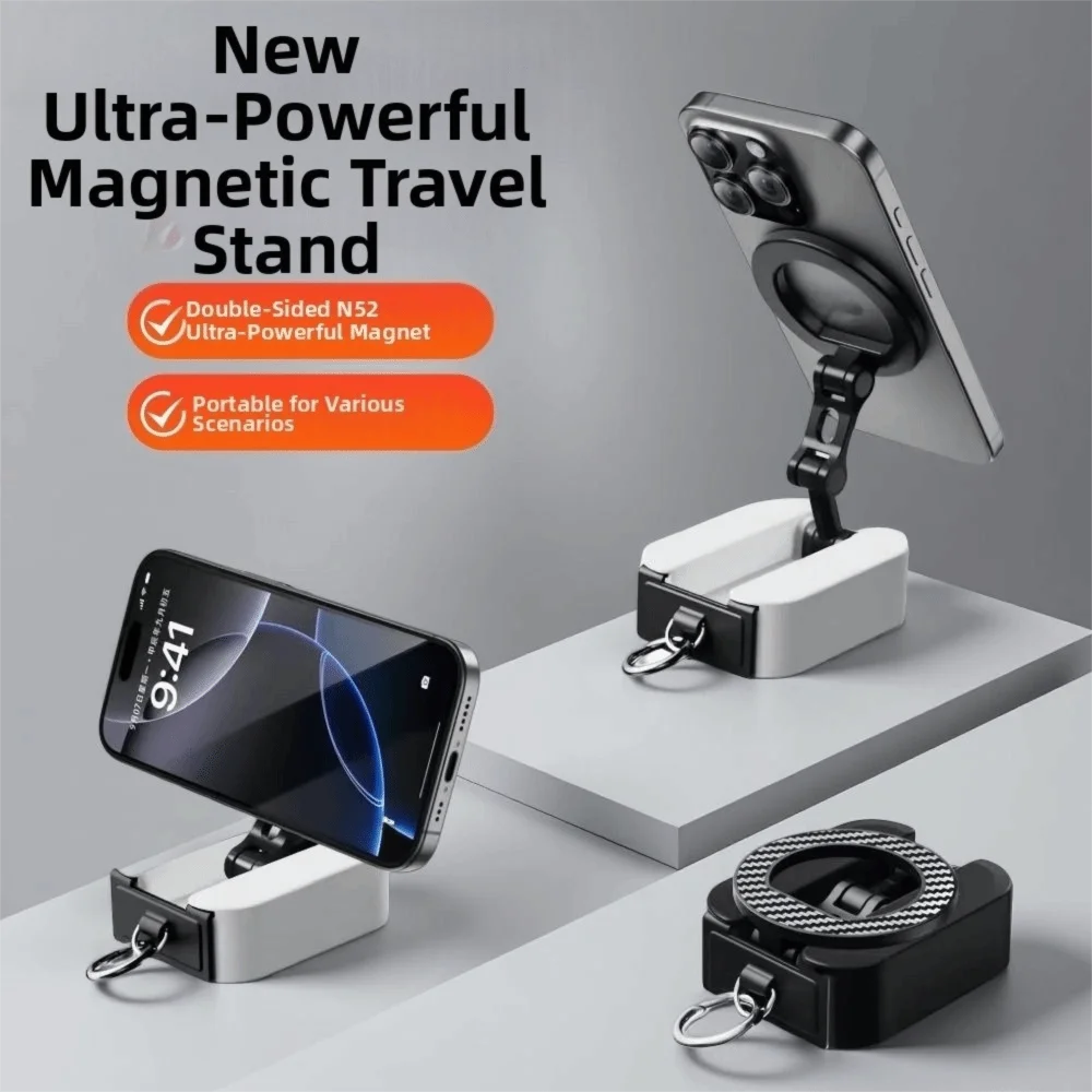 

Foldable Gym Magnetic Phone Holder Handsfree 360° Rotating Travel Airplane Phone Stand Metal Portable Phone Mount for Magsafe