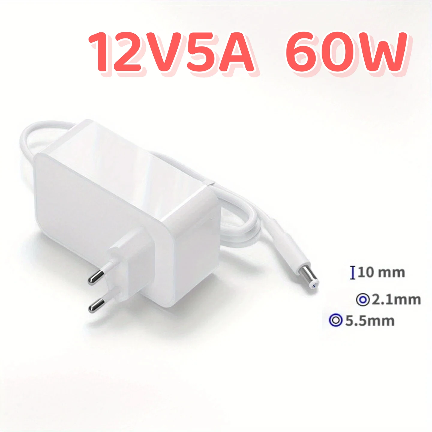 European Standard 12V5A 60W Power Source Adapter DC 5.5MM*2.1MM Wall-Mounted European Power Adapter
