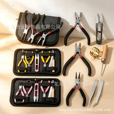 DIY Jewelry Making Tool Set Needle Nose Pliers Scissors Tweezers Kit Multi Functional Beading Craft Tools with Storage Bag