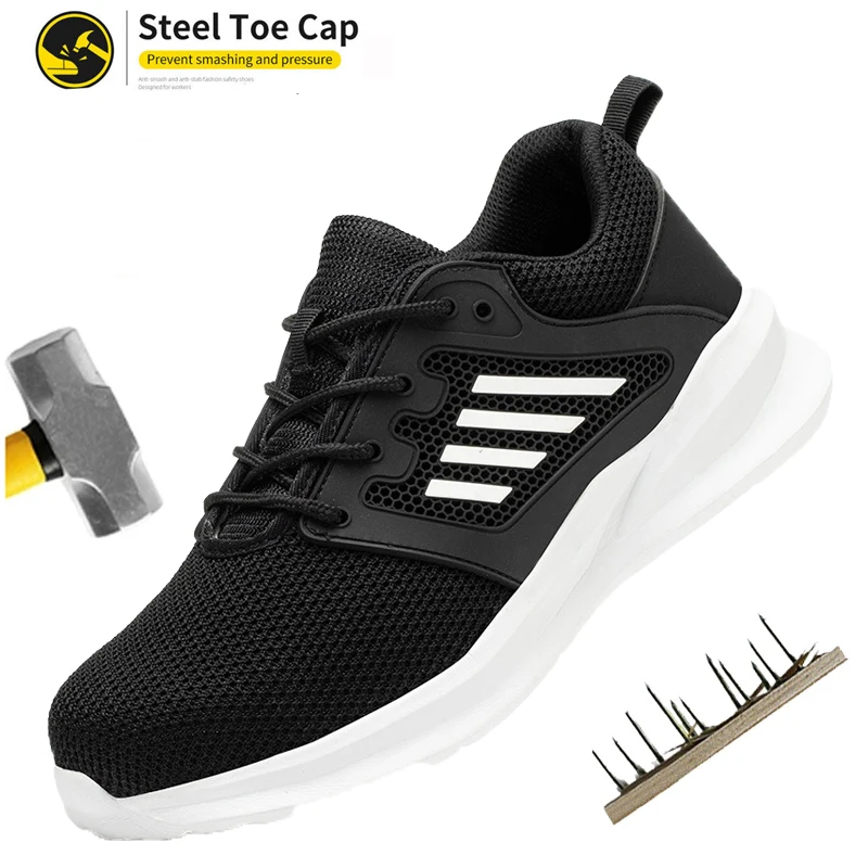 

Легкая защитная обувь. Мужские ботинки со стальным носком. Низкая защитная обувь. Износостойкая рабочая обувь. Нескользящие рабочие кроссовки.
