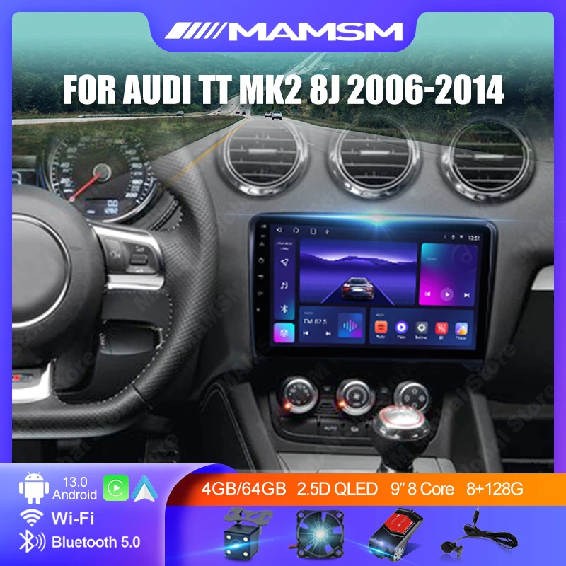 MAMSM Android 12 Car Radio For Audi TT 2 8J 2006-2014 Wireless CarPlay Multimedia Video Player 2 Din GPS Intelligent Navigation
