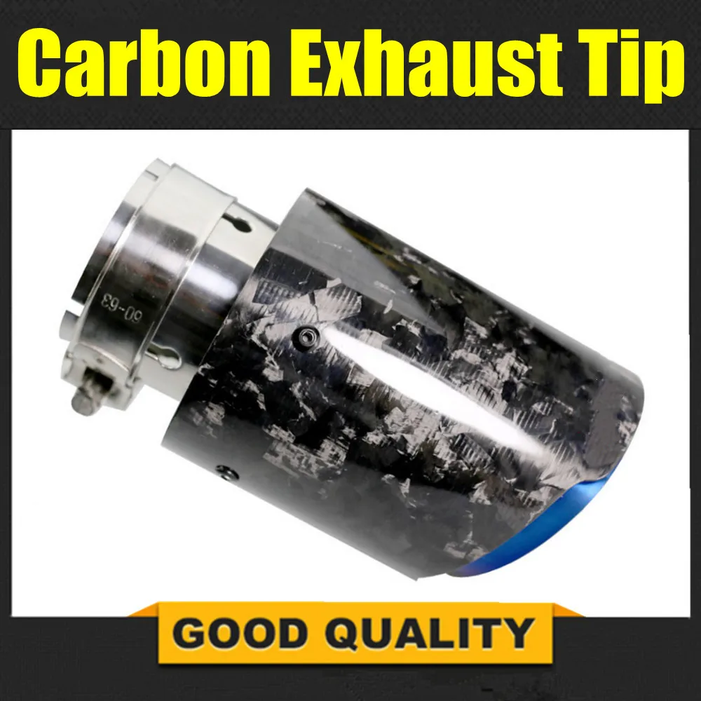 

Цельный автомобильный кованый карбоновый глушитель, наконечник выхлопной системы, универсальный прямой нержавеющий синий глушитель, насадка для Akrapovic