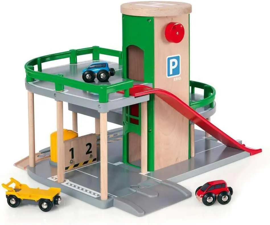 

World 33204 Parking Garage - Ultimate Toy Train Accessory | Interactive Play | Compatible with All Train Sets | FSC Certified Wo