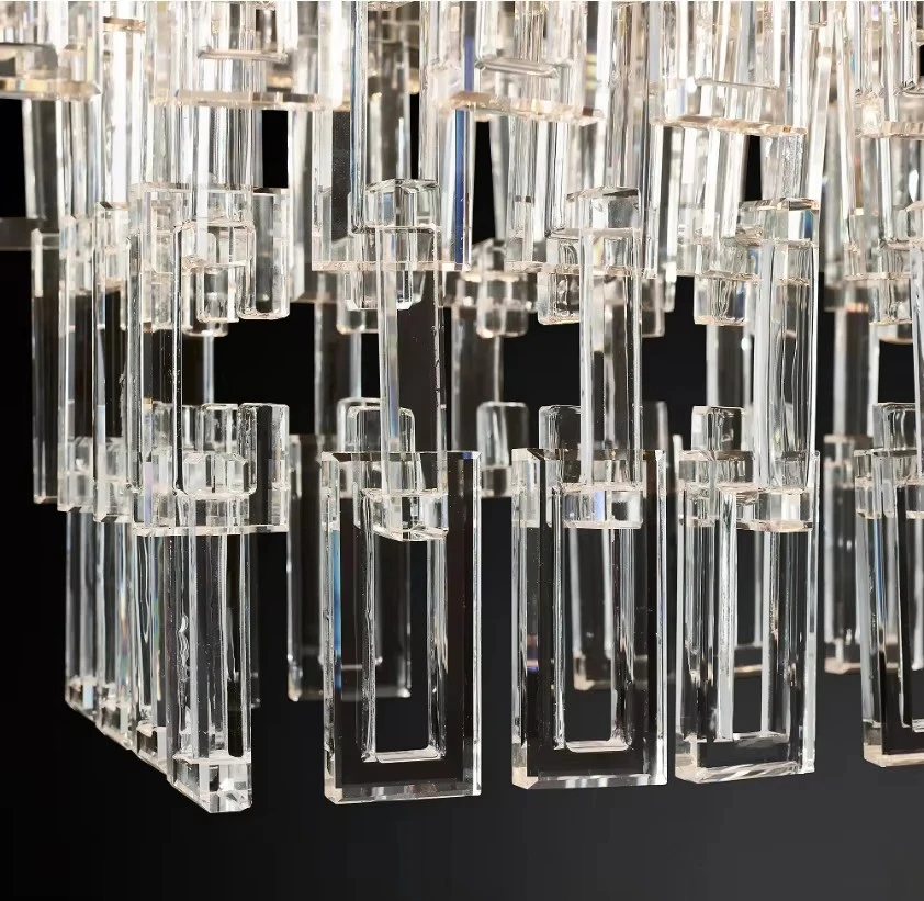 Round Led Chandeliers Modern Retro K9 Crystal Metal Tiers Large Pendant Lights Bedroom Living Room Lamps Lustre Decor