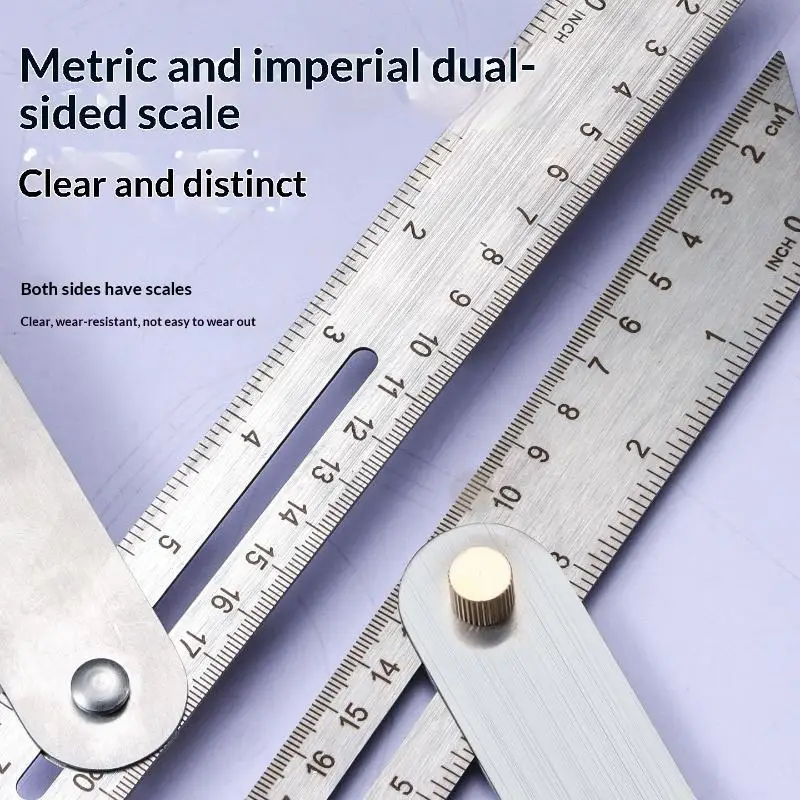 Garden. Woodworking Scriber Ruler High Accuracy T-Shape Multi-Angle Scribing Tool Metal Movable Angle Ruler Dovetail Gauge