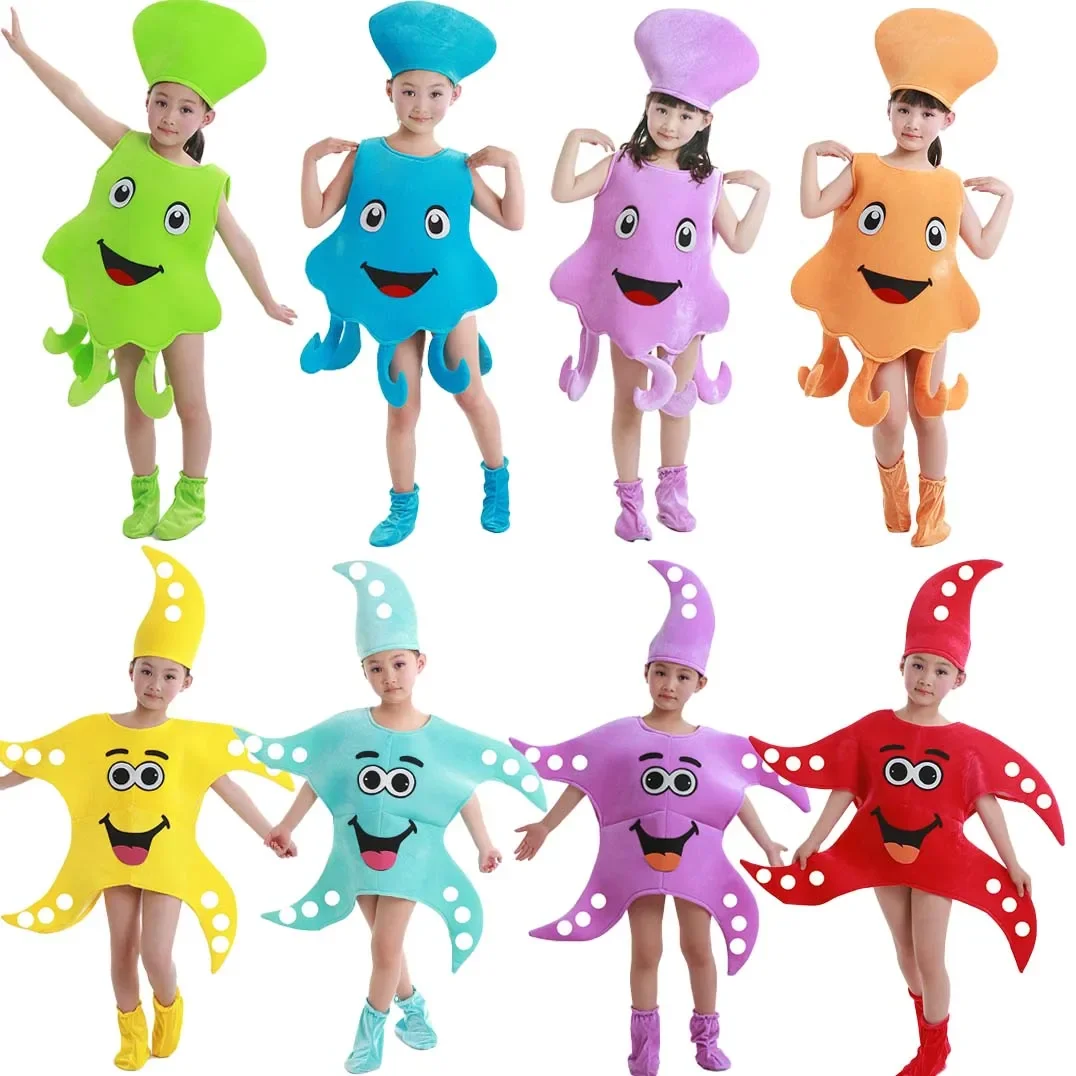 Children Dancewear Ocean Animal Cosplay Costume Clownfish Dolly Nemo Starfish Lobster Parent-Child Costume Performance Clothing