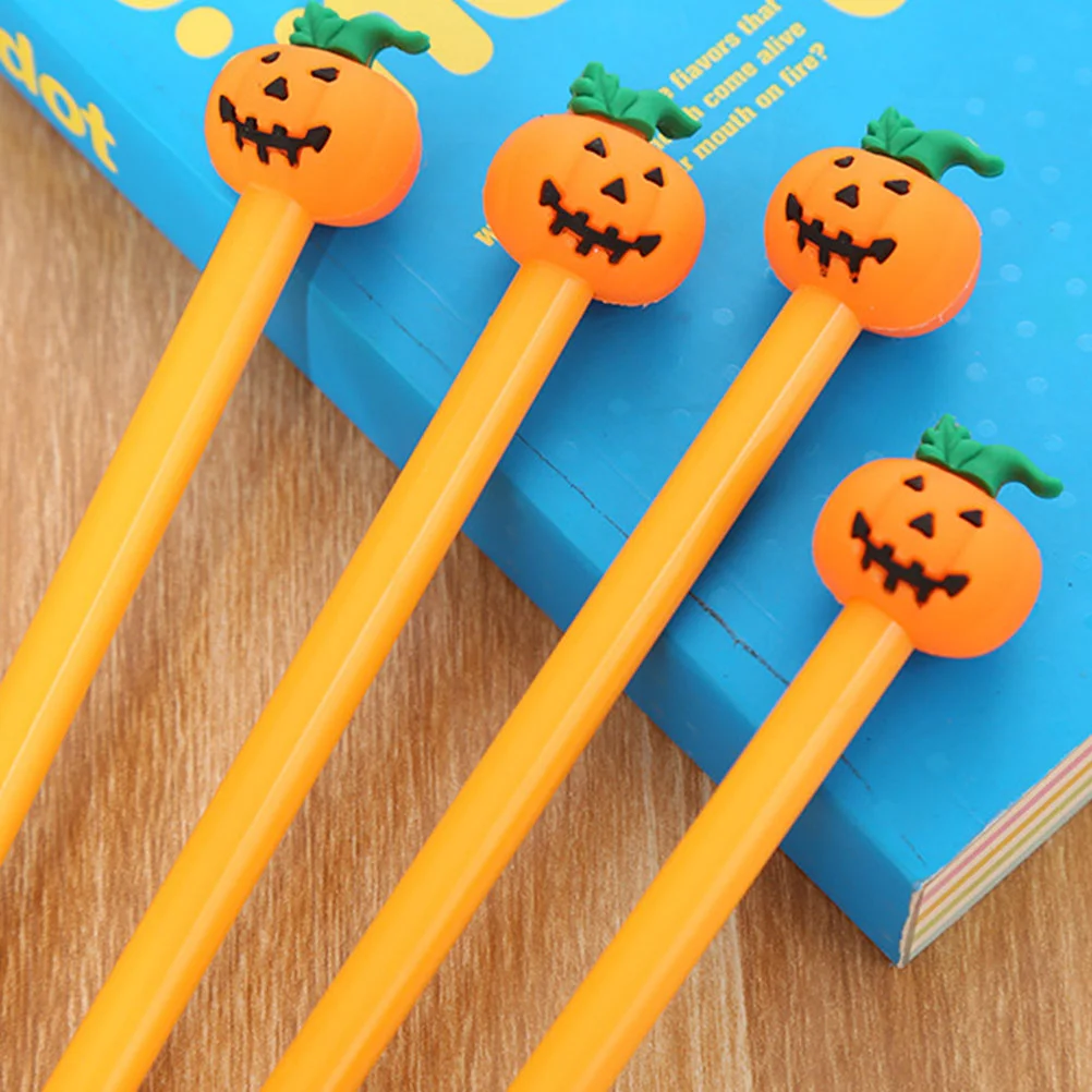 10 Pcs Halloween Pumpkin Pens Skull Expression Gel Cartoon Water-based 10pcs/pack Stickers Student Signature Office Ballpoint