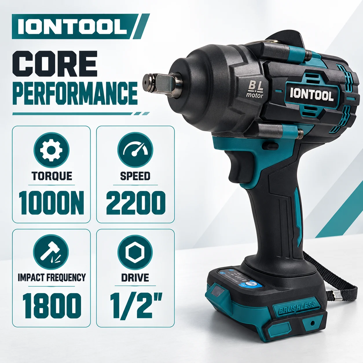 IONTOOL Cordless Impact Wrench 1000N 1/2 Inch Drive Tool Only for Agricultural Machinery Maintenance and Component Disassembly