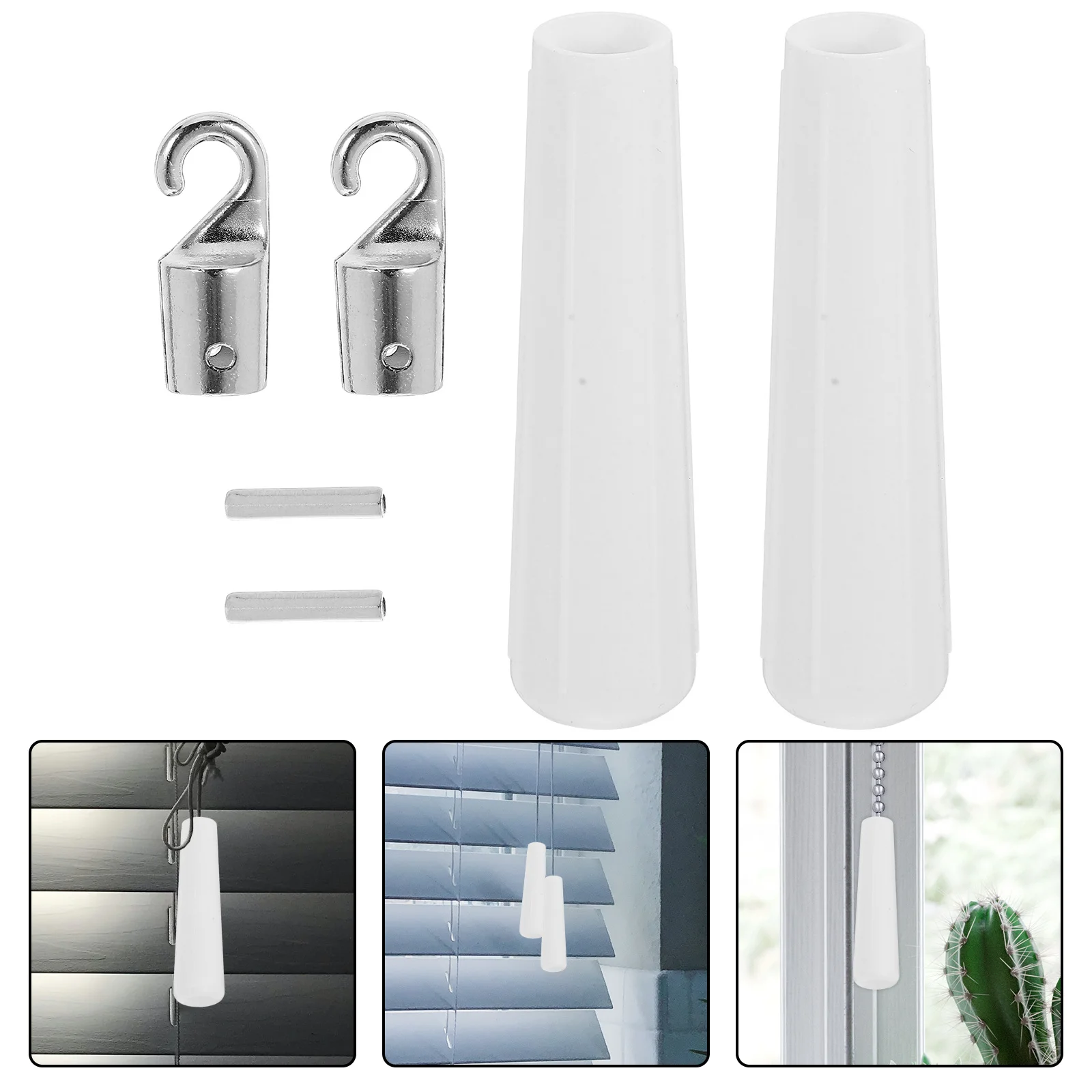 

4Pcs Blind Wand Replacement Parts Kit Ergonomic Metal Hook Handle Vertical Blinds Curtain Stick Window Opener Set