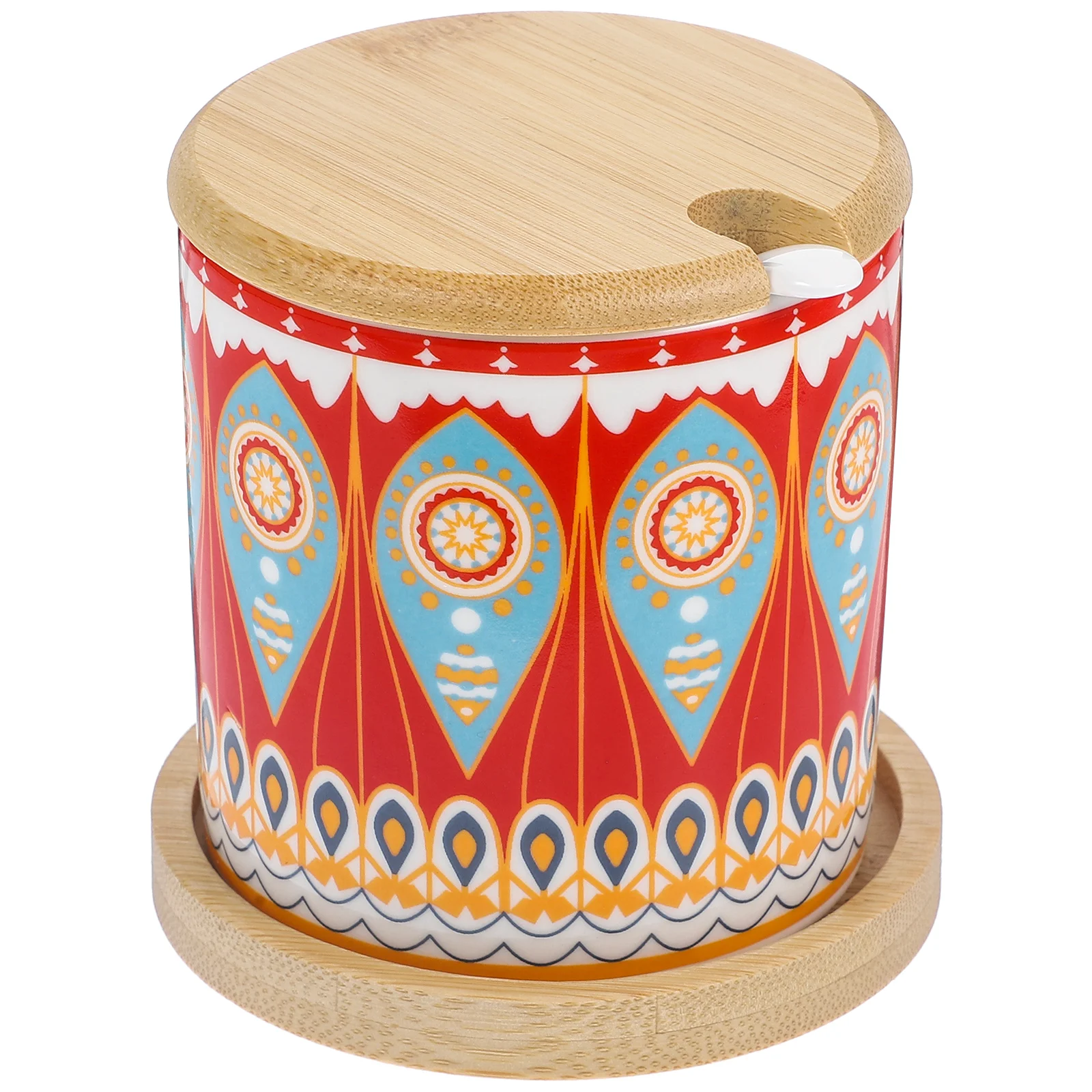 

1 set 1 Set Ceramic Seasoning Container Bohemian Style Bamboo Lid Spice Jar Kitchen Storage Salt Sugar Organizer Home Kitchen