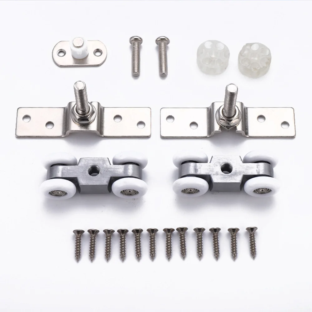 2pcs Sliding Door Roller Hardware Slide Doors Pulley 4-Wheels Glass Door Hanging Rail Track Pulley Silent Nylon Wheels