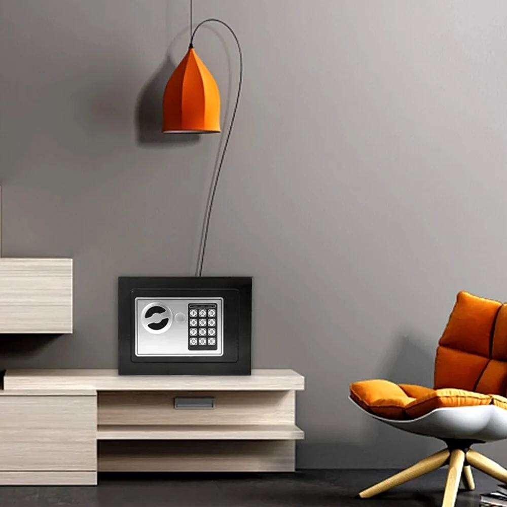 صندوق أمان آمن بقفل لوحة المفاتيح الرقمية الإلكترونية، جميع الفولاذ للمنزل، خزانة ملفات صغيرة آمنة مقاومة للحريق، صندوق قفل مقاوم للحريق