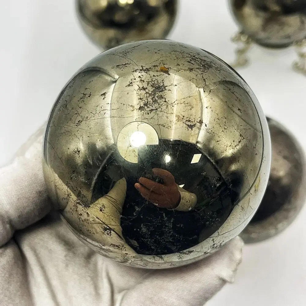 Natural Golden Pyrite Crystal Sphere Polished Pyrite Stone Ball Crystal Mineral Collection Loose Gemstones Home Decor Gift