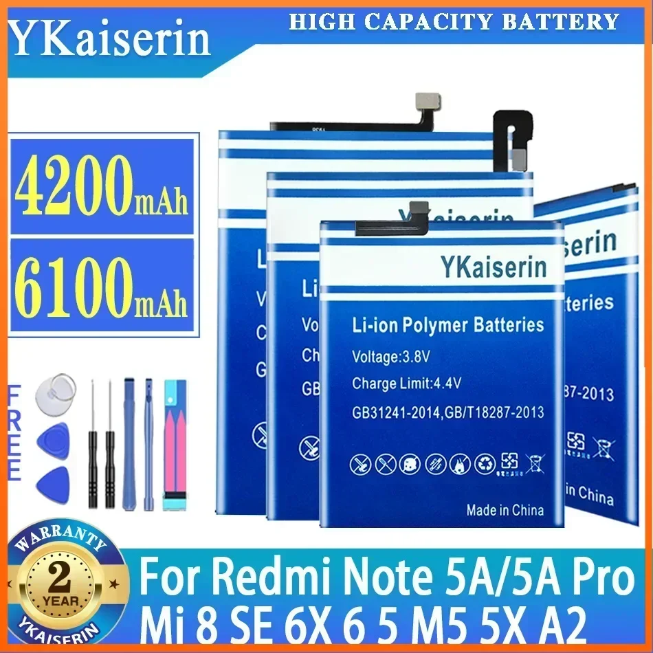 

YKaiserin BM22 BN31 BM39 BN36 Аккумулятор для Xiaomi 9 M9 для Redmi Note 5A pro Для Xiaomi Mi 8 SE 6X 6 Mi 5 M5 5X Mi A2 bateria