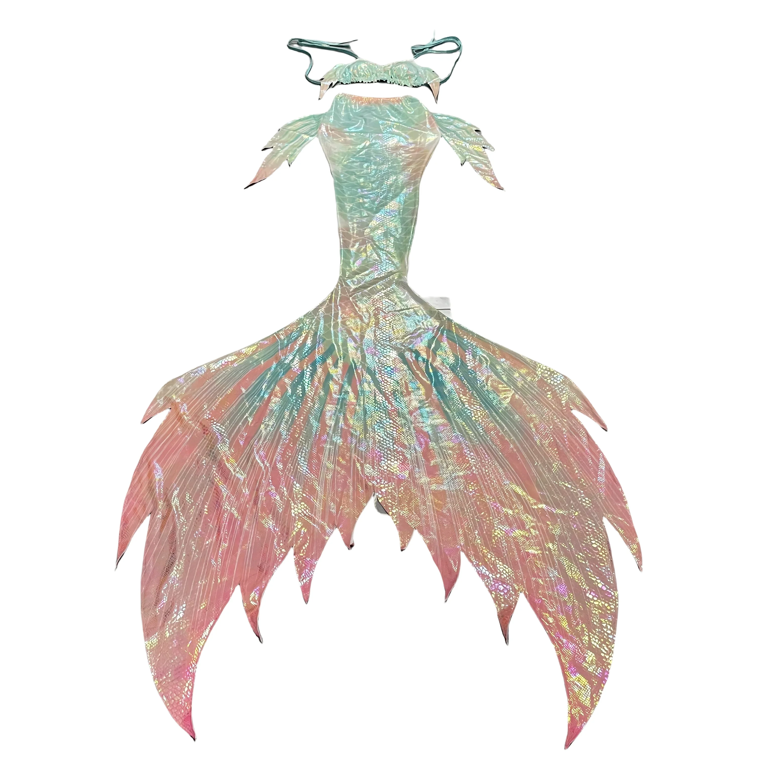 

Mermaid Tail Costume for Aquarium Roleplay Pale Green Gradient with Gold Foil Sequins Beach & Aquarium-Specific Mermaid Attire