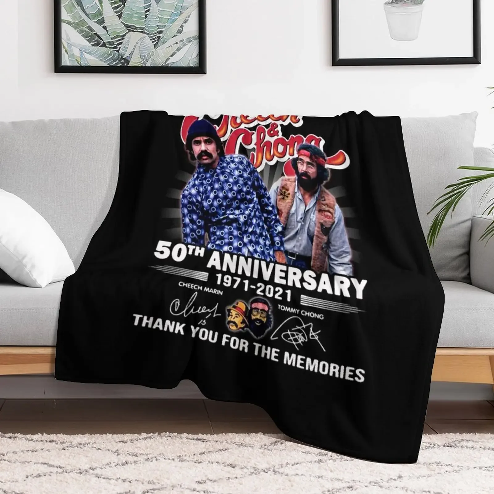 Cheech & Chong 50th Anniversary 1971-2021 Throw Blanket Luxury Throw manga Blankets