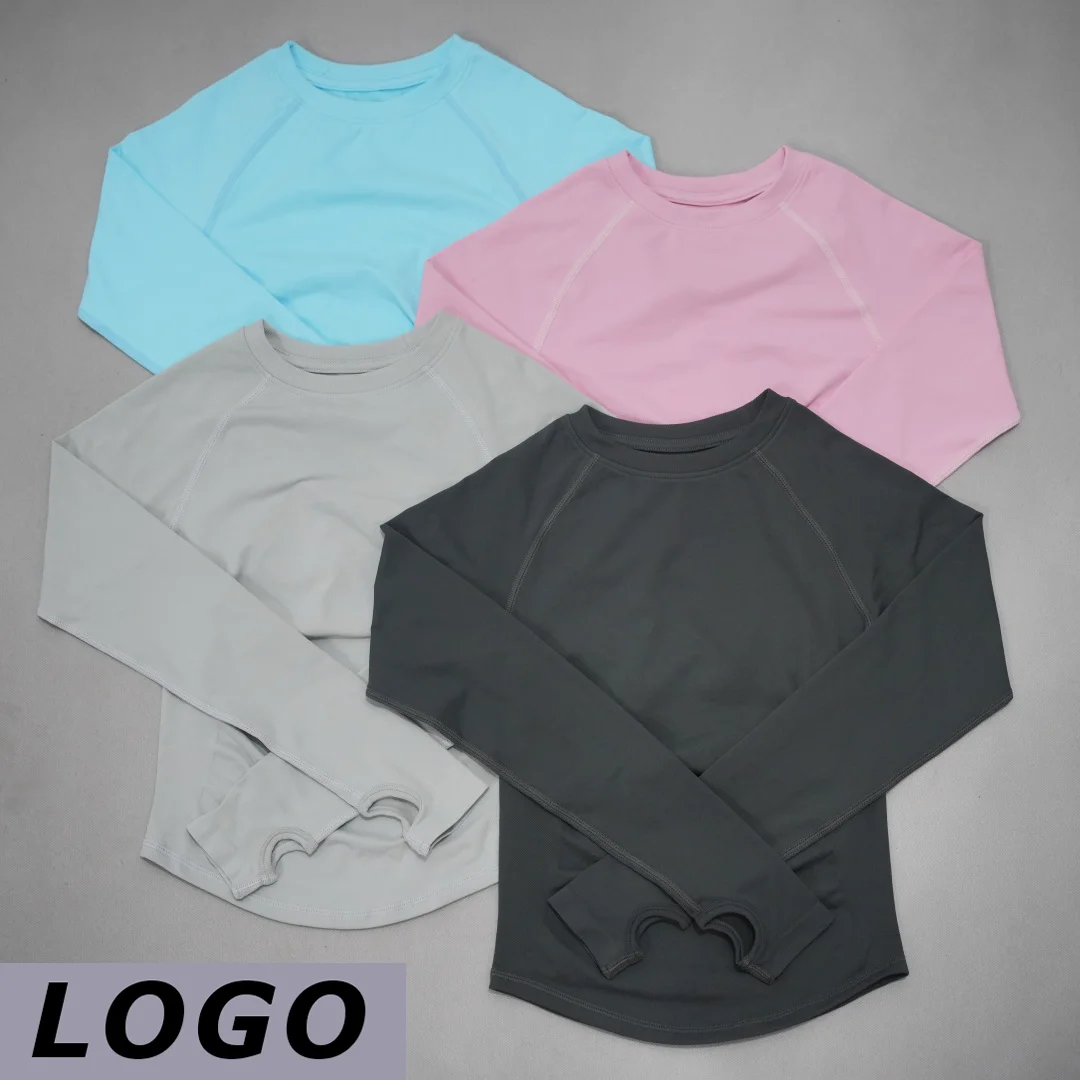 DF-LOGO Women Seamless Long Sleeve Compression Yoga Top Tummy Control Slim Fit Quick Dry Breathable Elastic Gym Running Workout