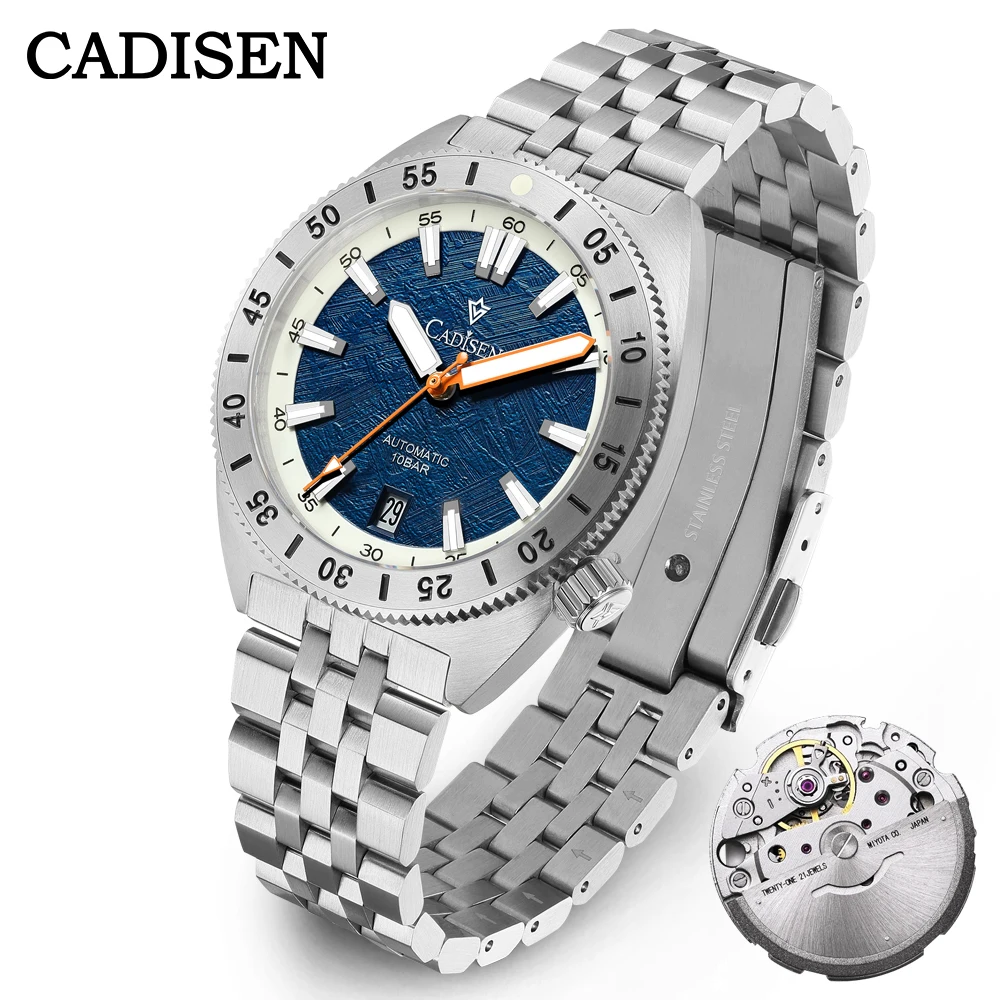 NEW 2025 CADISEN Automatic Mechanical Watch Man Meteorite Dial Business Casual Waterproof Watch 8215 Steel Men's Watch image 6