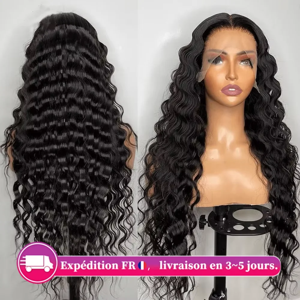 Crépus bouclés perruques 100% perruques de cheveux humains vague profonde brésilienne HD dentelle frontale perruque 13x6 HD dentelle avant perruque de cheveux humains pour les femmes