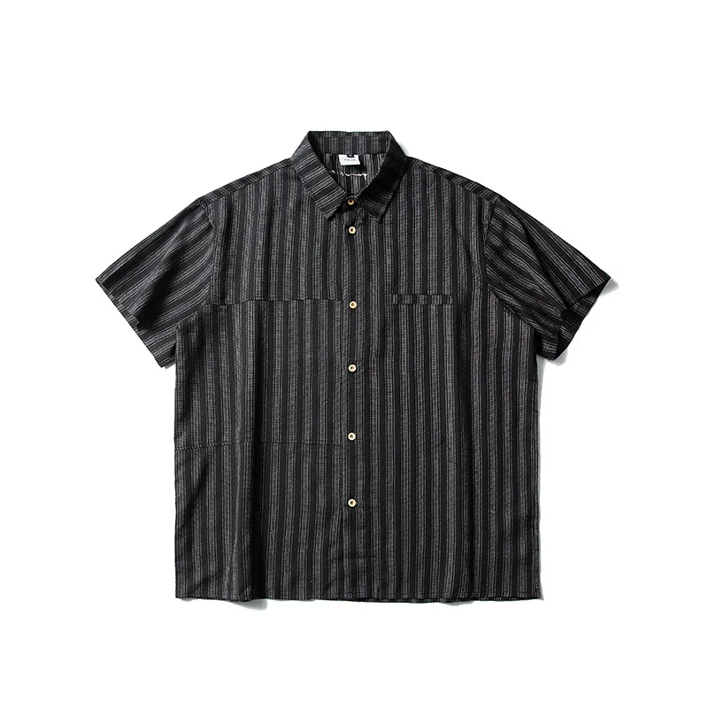 MAQVOB Free Shipping EU US Size Luxury Summer Casual Streetwear Vintage Striped Short Sleeve Shirt Men Versatile Work Shirt