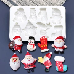 Christmas Stocking Glove Santa Claus Snowman Silicone Sugarcraft Mold Cupcake Baking Mould Fondant Cake Decorating Tools