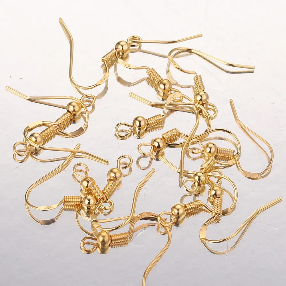 100pcs/lot Imprint 925 Silver Gold Copper Ear Wires Earrings Hook Parts for DIY Jewelry Making Supplies Accessories Wholesale