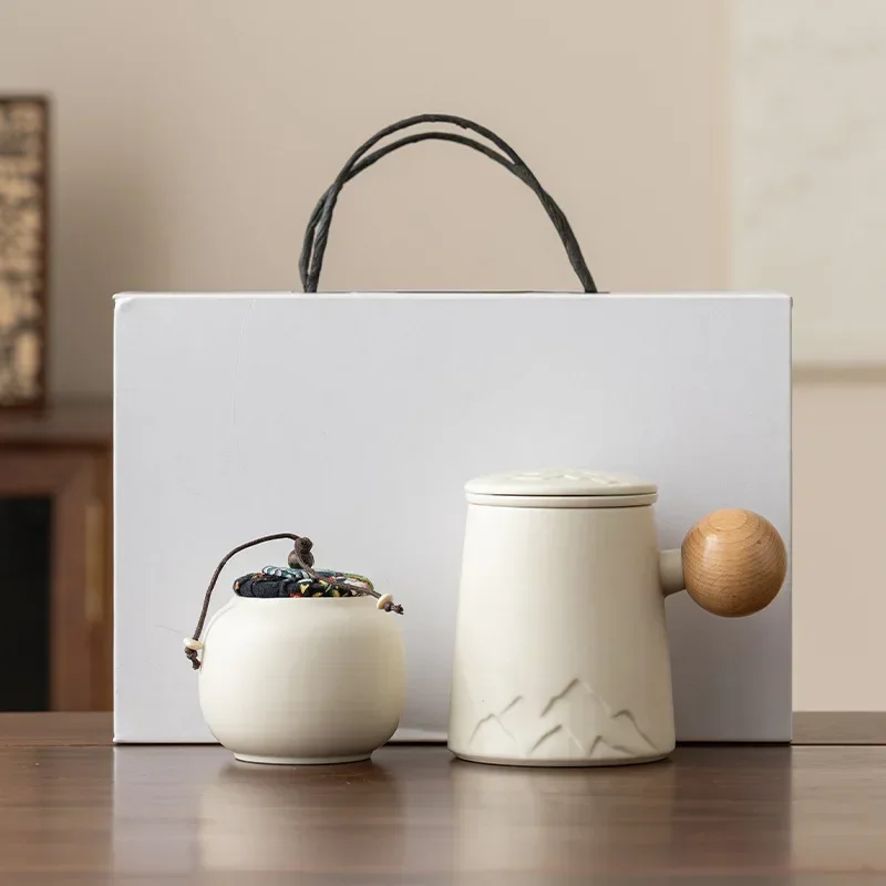 Ceramic with lid filter tea cup tea separation office personal men's and women's cup gift box