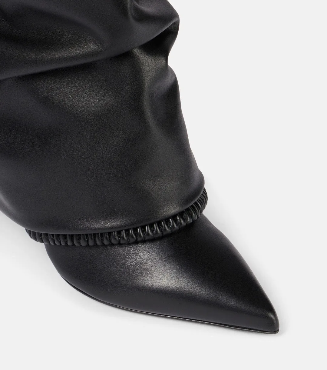 Black Leather Trouser Boots Block Heels Shoes Woman Pointed Toe Dress Short Botines Chelsea Brand Motorcycle Cowboy Botte Femme