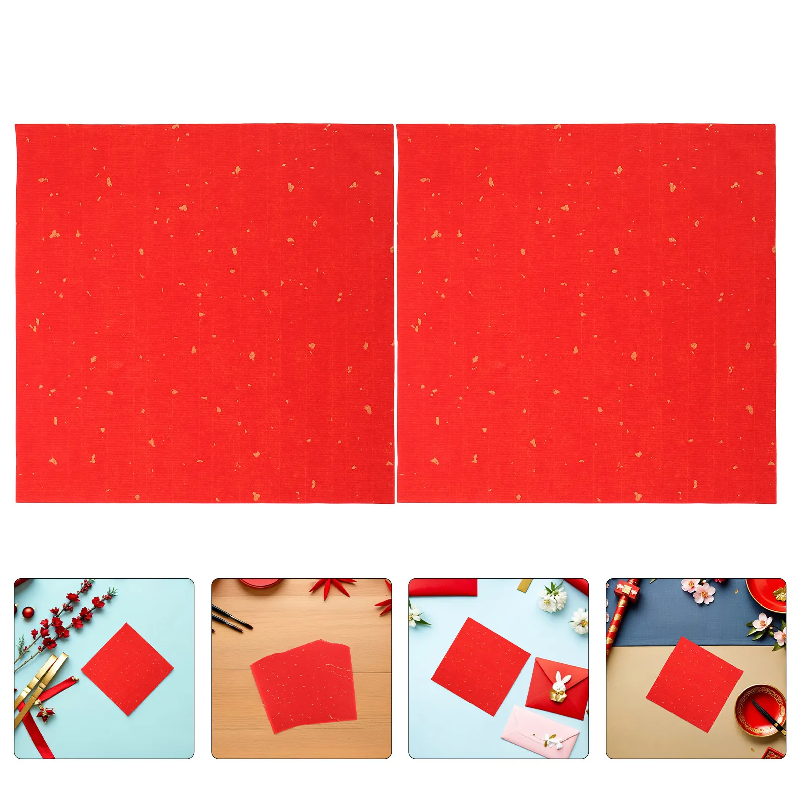 

80 листов китайской красной бумаги Сюань (8,65x8,65 дюймов) для каллиграфии, рисования, практики и написания парных надписей к Весеннему фестивалю