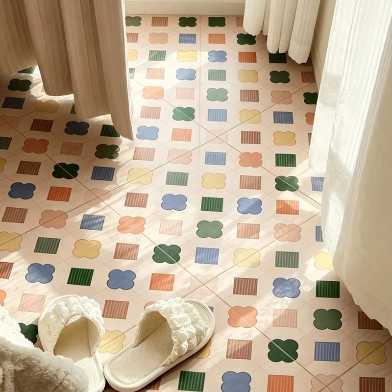 Macaron self-adhesive floor sticker, bathroom, kitchen balcony waterproof and non-slip floor renovation sticker, self-adhesive