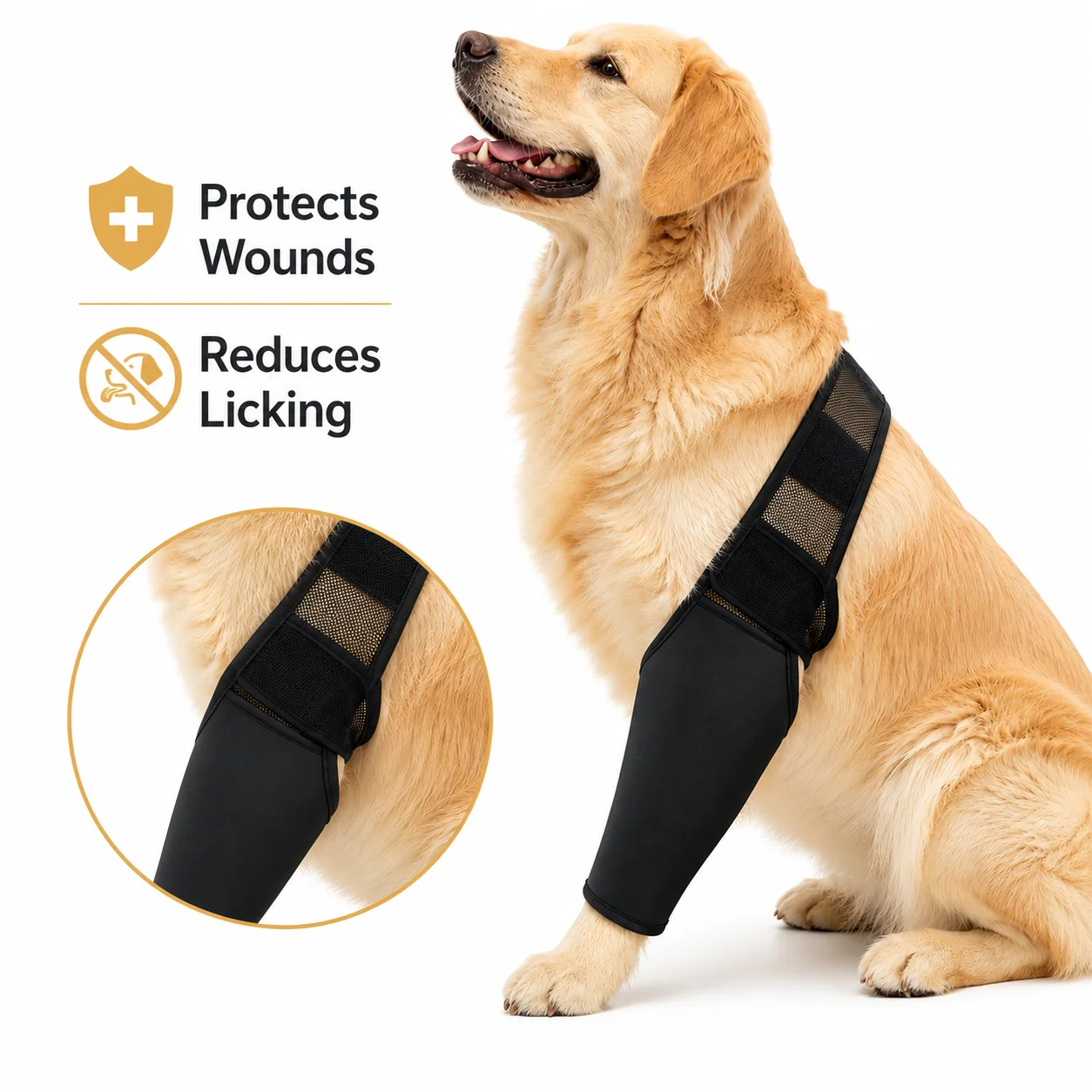 Dog Front Leg Protector Breathable Pet Recovery Sleeve Adjustable Anti Licking Elbow Guard Wound Protection Brace for Medium Lar view 2