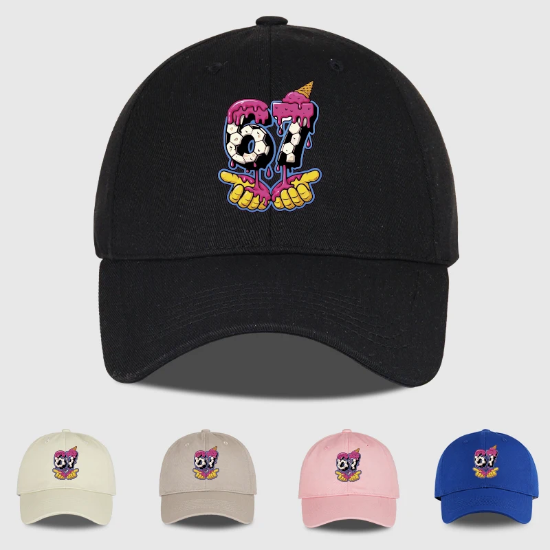 Cartoon Drip Number 67 Soccer Print Baseball Cap Adjustable 