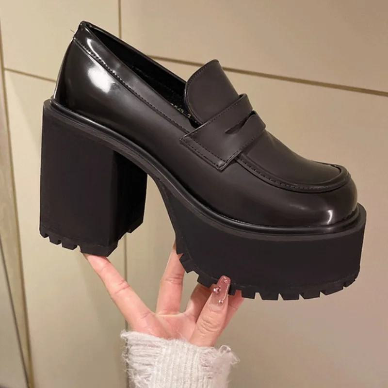 Fashion Retro Women\'s Flats Shoes Student Style Uniform High Heel Leather Shoe Mary Jane Solid Casual Ankle Boots Hot Sale Mujer