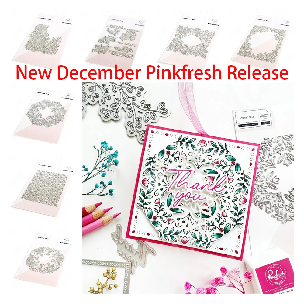 Deco Sentiment Backdrop Frame Metal Cutting-Dies New Arrivals 2023 Embossing Floral Shaped-Hot-Foil Plates Set DIY Scrapbooking