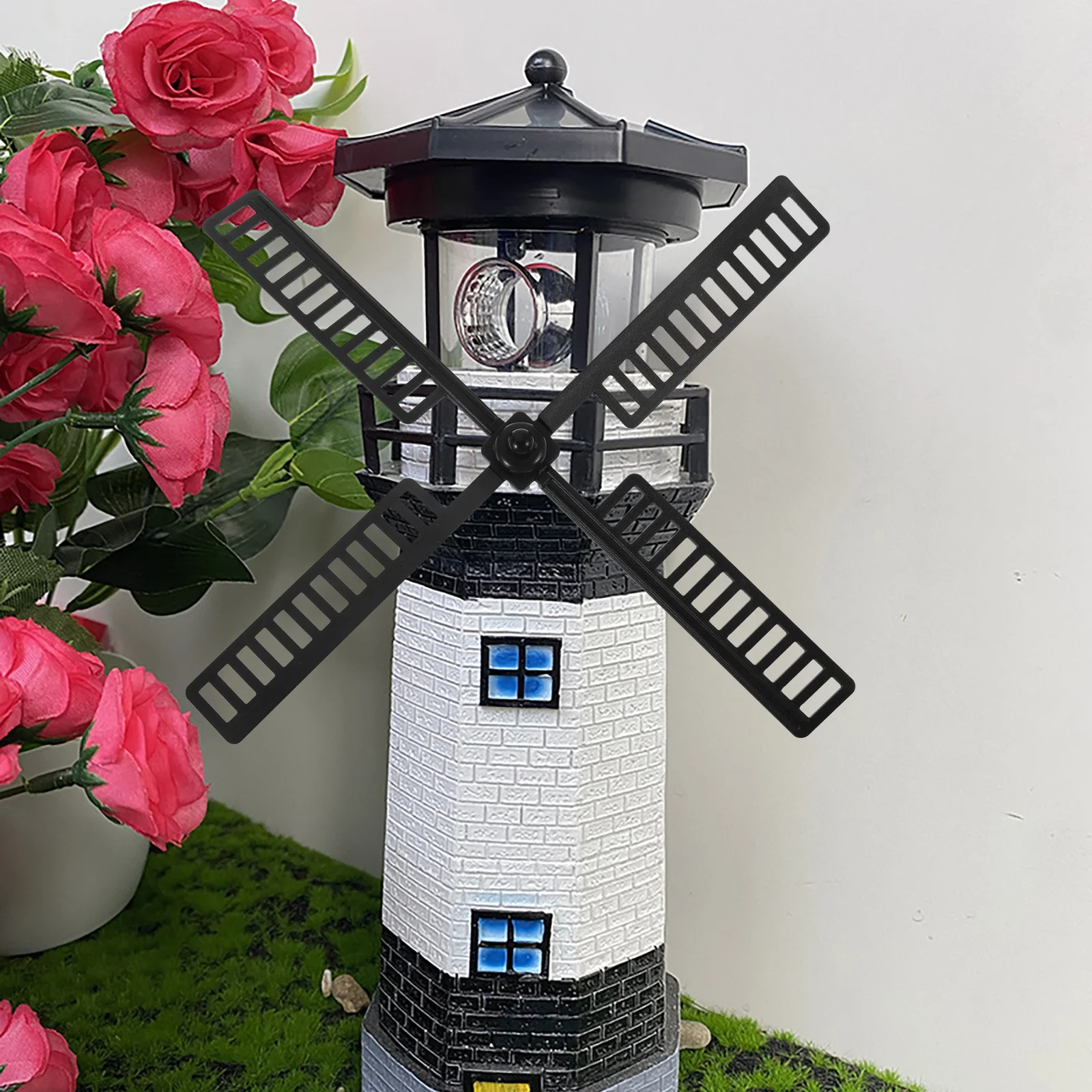 

Weather Resistant Solar Windmill Lighthouse Accessory Plastic Garden Yard Outdoor Windmill Leaf Fade Resistant Decorative
